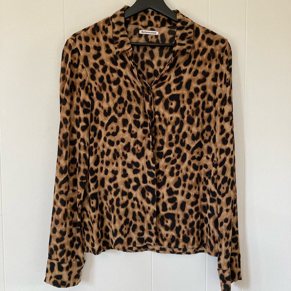 Reformation Leopard Print Shirt EUC